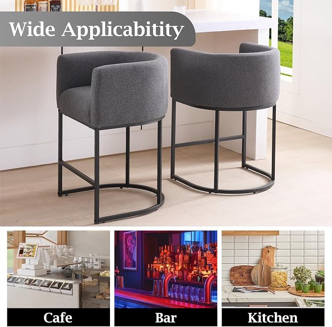 ClinQ 26" H Counter Height Bar Stools Set of 4, Modern Barrel Counter Stools - Image 4