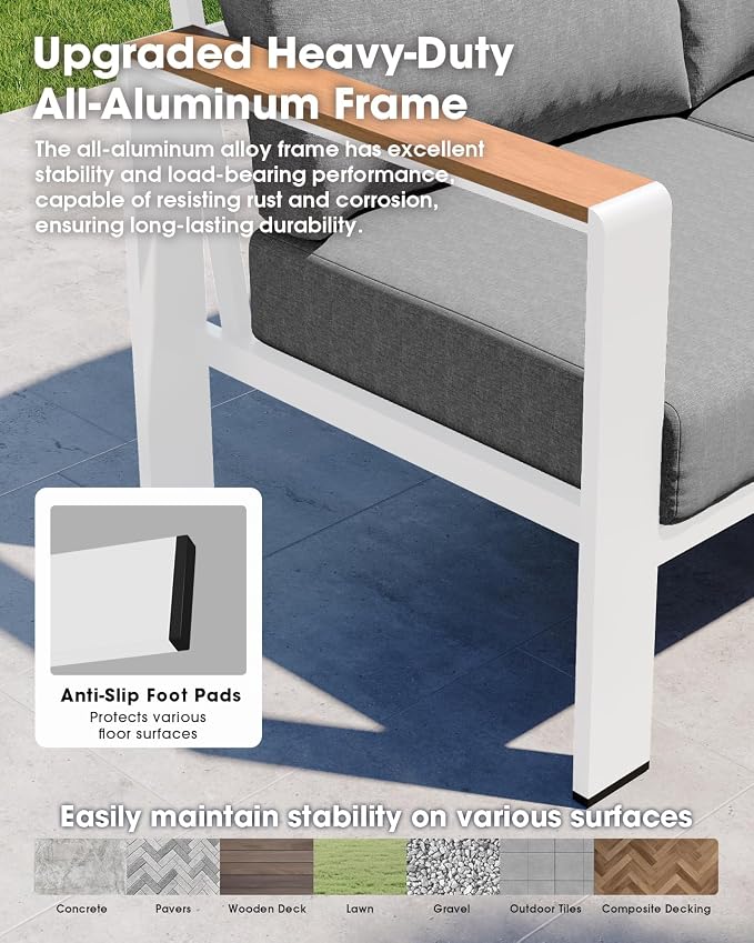 Aluminum Outdoor Patio Furniture Set 11 Seats, Outdoor Sectional Corner Sofa Set - Image 4