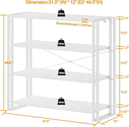 HCHQHS Bookshelf, 4-Tier Industrial Bookcase, Freestanding Tall Bookshelves - Image 3