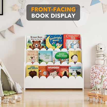 SpaceAid 3-Tier Scalloped Bookshelf, Montessori Bookcase - Image 5