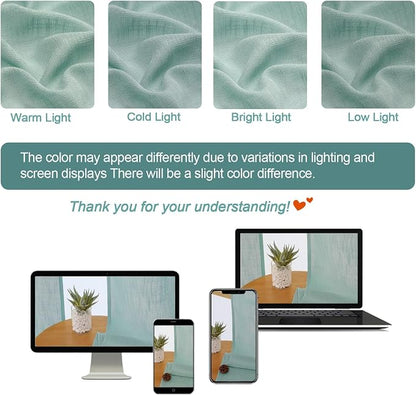Chyhomenyc Aqua Green Semi Sheer Curtains 96 Inches Long 2 Panels - Image 9