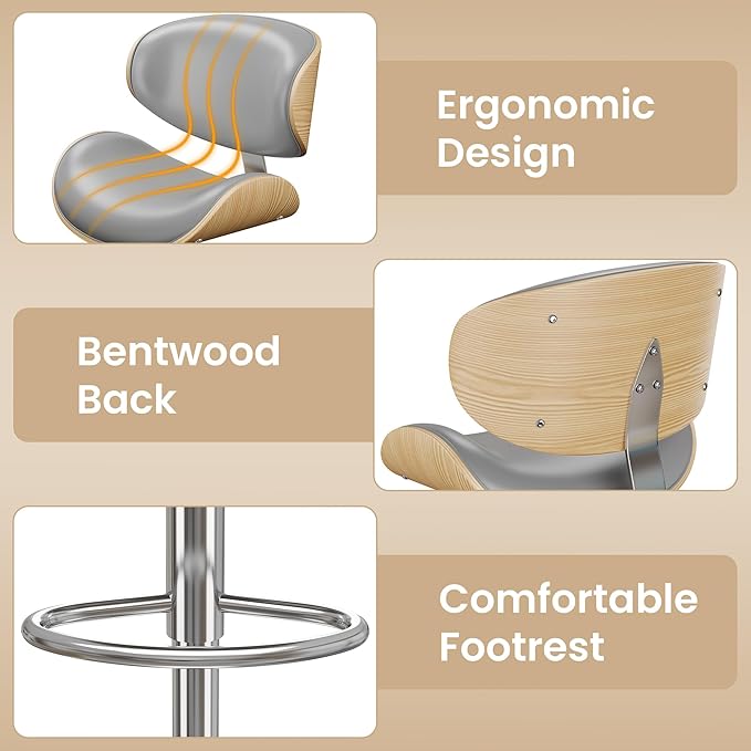 YaFiti Bar Stools for Kitchen Island, Swivel Bar Stools for Kitchen Counter - Image 4