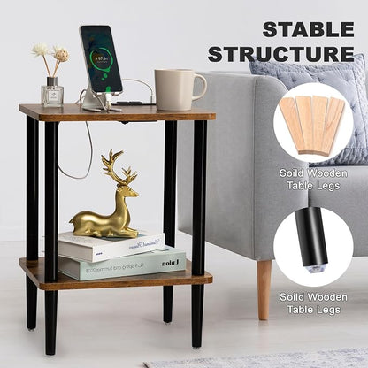 FORAOFUR End Table with Charge Station, Small End Tables Living Room, - Image 7