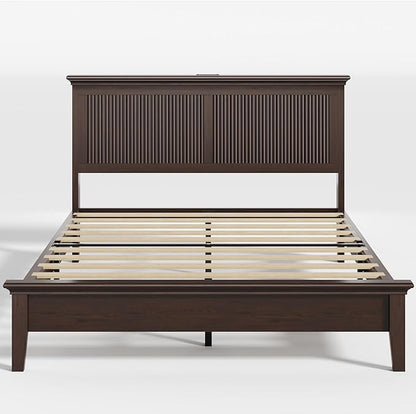 Lifezone Wood Queen Bed, Solid Wood Bed - Image 4
