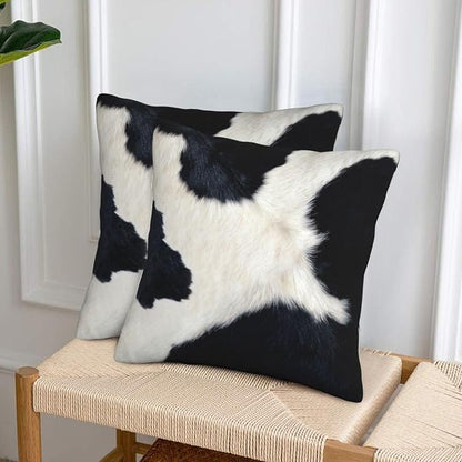 Black and White Western Cow Print Pillow Covers 18x18 Set of 2, Cowhide Accent - Image 7