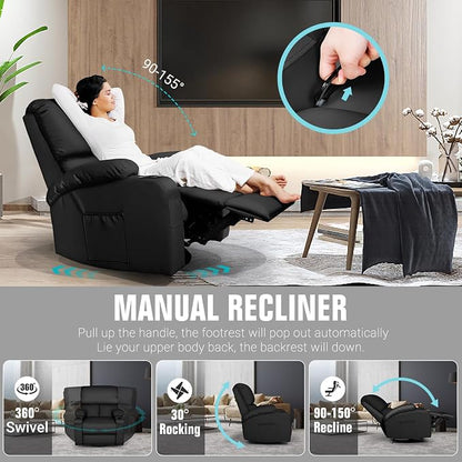 LEVELEVE Rocking Recliner Chair, Massage Rocker Recliner Chair - Image 4
