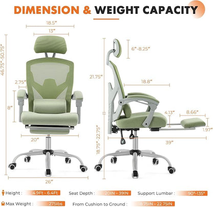 Sweetcrispy Office Computer Desk Chair, Ergonomic High-Back Mesh Rolling Work - Image 2