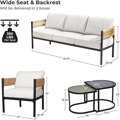 Grand patio 5-Piece Outdoor Furniture Set, 5 Seats Wicker Sofa Conversation Set - Image 3