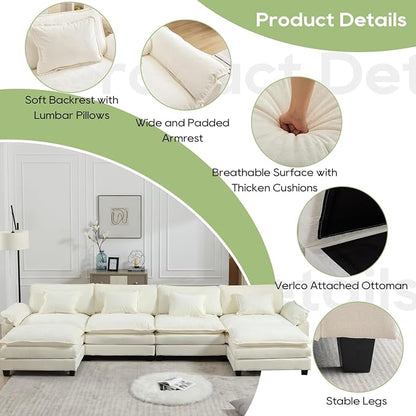 Oprisen 154" Modular Sectional Sofa, Comfy Cloud Couch Sectional Sofa - Image 6