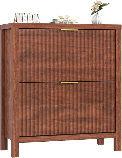 YOMILUVE Shoe Cabinet Storage for Entryway, Fluted Shoe Cabinet - Image 9