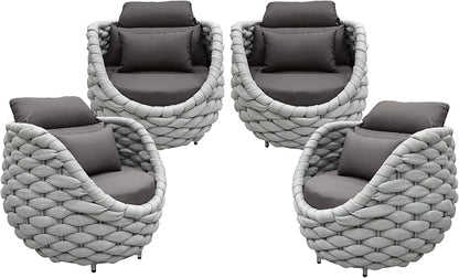 TWT Aluminum Outdoor Patio Furniture Set, 4 Textilene Armchairs Modern Outdoor - Image 7