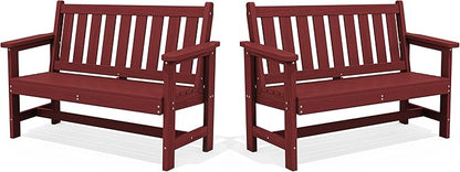 SERWALL Outdoor Bench, HDPE Outdoor Benches Weatherproof, 2-Person Garden Bench by SERWALL