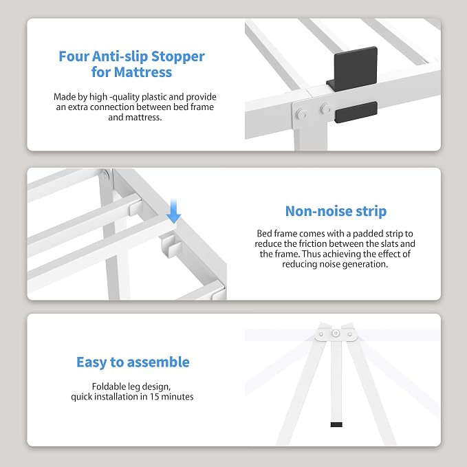ROIL 4 Inch White King Bed Frame - Image 4