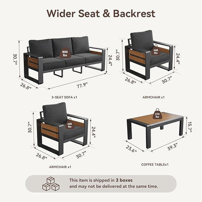 Aoxun Aluminum Patio Furniture Set, 5 Seats Sectional Metal Patio Furniture - Image 2
