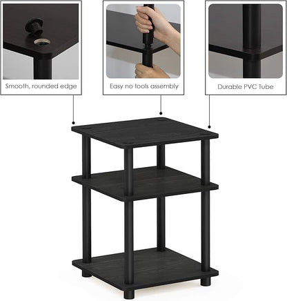 Furinno TURN-N-TUBE Side Table, 3-Tier Square Modern End Table, Open Shelves - Image 4