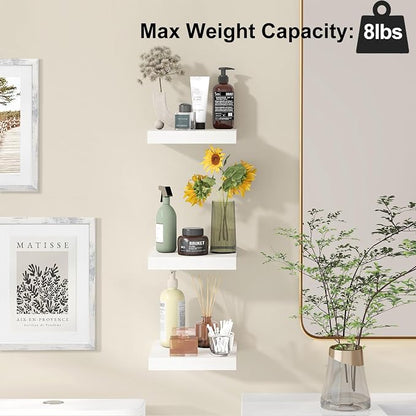 Fixwal 8inch Floating Shelves for Wall, Small White Shelves Wall Mounted Shelf - Image 4