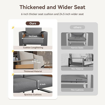 Aoxun Aluminum Patio Furniture Set, 7 Seats Luxury Metal Patio Conversation Sets - Image 7