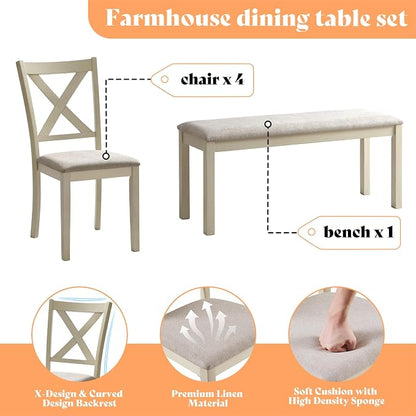 AMERLIFE 6-Piece Farmhouse Dining Table Set - Image 5