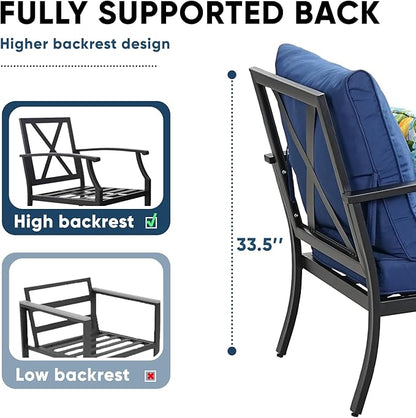 4 Piece Outdoor Patio Furniture Set, Oversized Metal Conversation Set - Image 3