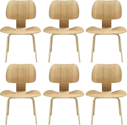 Modway Fathom Mid-Century Modern Molded Plywood Six Kitchen and Dining Room by Modway