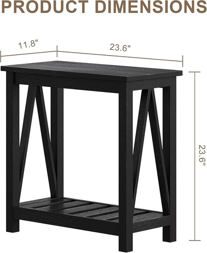 ChooChoo Farmhouse End Table Set of 2, Rustic Vintage Narrow End Side Table - Image 3
