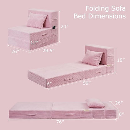 Folding Sofa Bed, 4 in 1 Convertible Sleeper Chair - Image 2