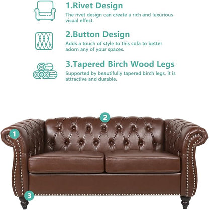 QHITTY 2 Piece Living Room Set, Sectional Chesterfield Sofa Chair Contemporary - Image 3