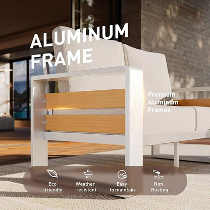 Aoxun Aluminum Outdoor Patio Furniture Set, 3 Seats Metal Sectional Patio - Image 2