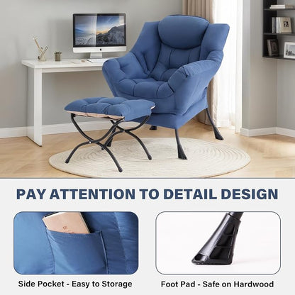 Tiita Lazy Chair with Ottoman, Comfy Leisure Sofa Armchair with Ottoman - Image 5
