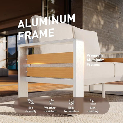 Aoxun Aluminum Patio Furniture Set, 7 Seats Luxury Metal Patio Conversation Sets - Image 3