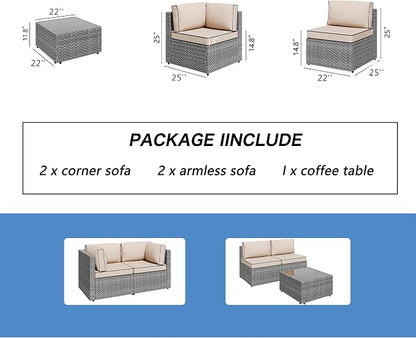 5 Piece Outdoor Patio Furniture Set, All Weather Conversation Set - Image 7