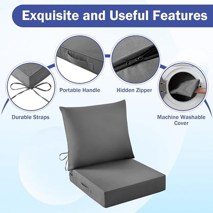 IASEAHK Outdoor Seat Cushion Set, Waterproof & Fade Resistant Patio Chair - Image 5