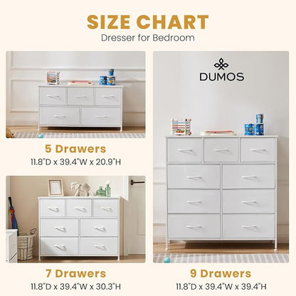 DUMOS Dresser for Bedroom, 5 Storage Drawers, Wide Fabric Closet Chests - Image 10