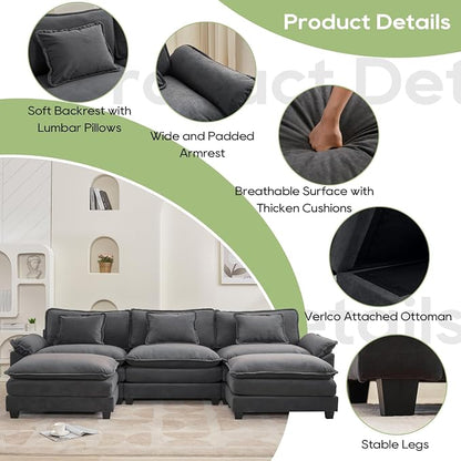 Oprisen 120" Modular Sectional Sofa, Comfy Cloud Couch Sectional Sofa - Image 6