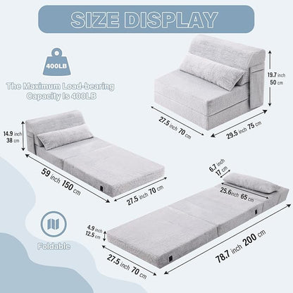 Tiita Convertible Folding Sofa Bed Single Size - Image 2