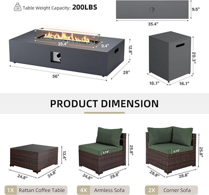 UPHA 9 Pieces Patio Furniture Sets, Wicker Outdoor Sectional Sofa Couch - Image 2
