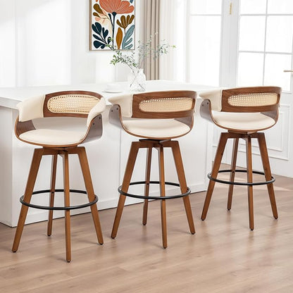 Set of 3 Rattan Swivel Bar Stools by KUNZENTLIVING