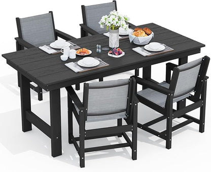 SERWALL 5 Piece Patio Dining Sets, Outdoor HDPE Dining Furniture Set by SERWALL