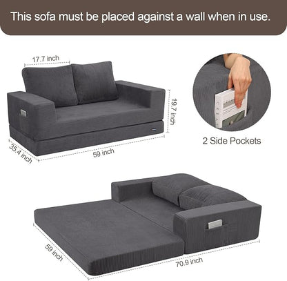 COMAX Convertible Sofa Bed Queen, Folding Fold Out Couch Bed, Floor Futon Couch - Image 3