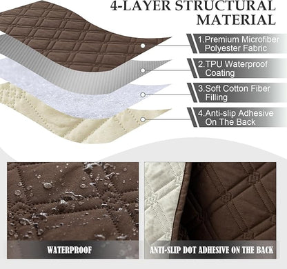 Genina L Shape Couch Cover, Sectional Couch Chaise Covers, Waterproof Washable - Image 4
