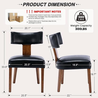 HNY Mid Century Modern Dining Chairs Set of 4, Farmhouse PU Leather Upholstered - Image 2