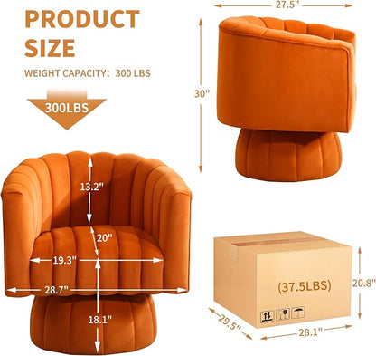 Swivel Accent Barrel Chair Set of 2- Cute Comfy Small Round 360° Arm Chair - Image 2
