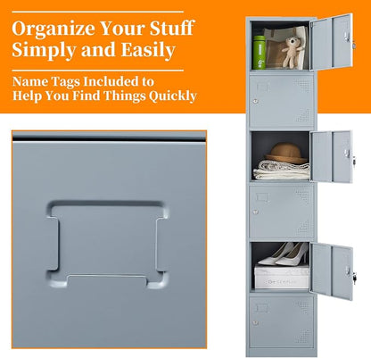 Metal Locker with 6 Doors, Lockable Locker Cabinet - Image 7