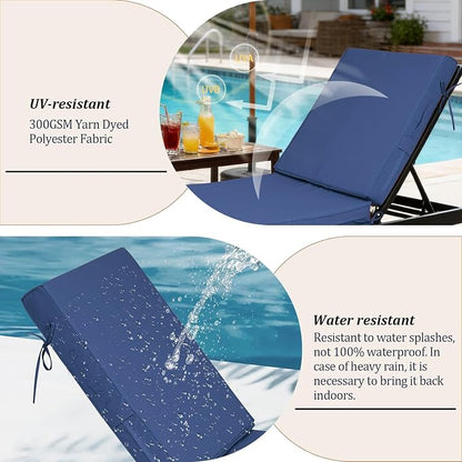 72x21x4in Lounge Cushions for Outdoor Furniture, Outdoor Lounge Chair Cushions - Image 4