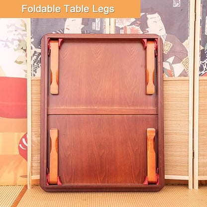 Rectangle Folding Low Coffee Table, Japanese Style Solid Wood Floor Table - Image 5