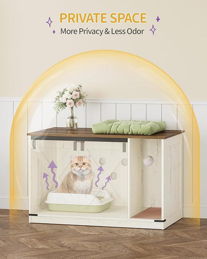 Hzuaneri Cat Litter Box Enclosure, Hidden Litter Box Cabinet Furniture - Image 5