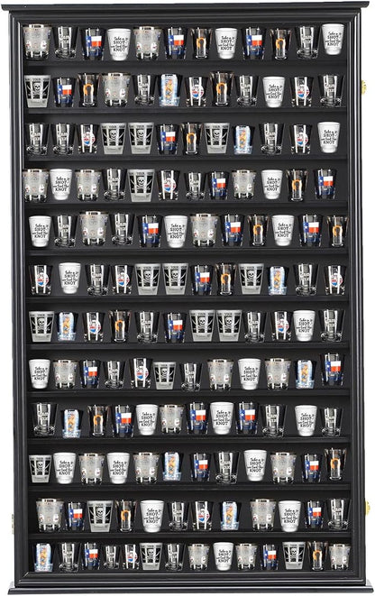 Shot Glass Storage Display Case Large Solid Wood Cabinet Rack Holder Wall by SNAIL