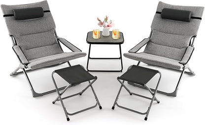 Giantex 5-Piece Patio Bistro Set, Folding Lounge Chairs by Giantex