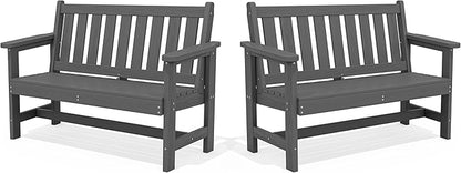 SERWALL Outdoor Bench, HDPE Outdoor Benches Weatherproof, 2-Person Garden Bench by SERWALL