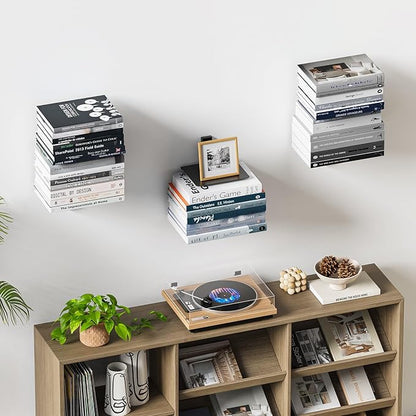 Floating Book Shelves for Wall, 6 Tier Invisible Floating Bookshelf, Vertical - Image 2